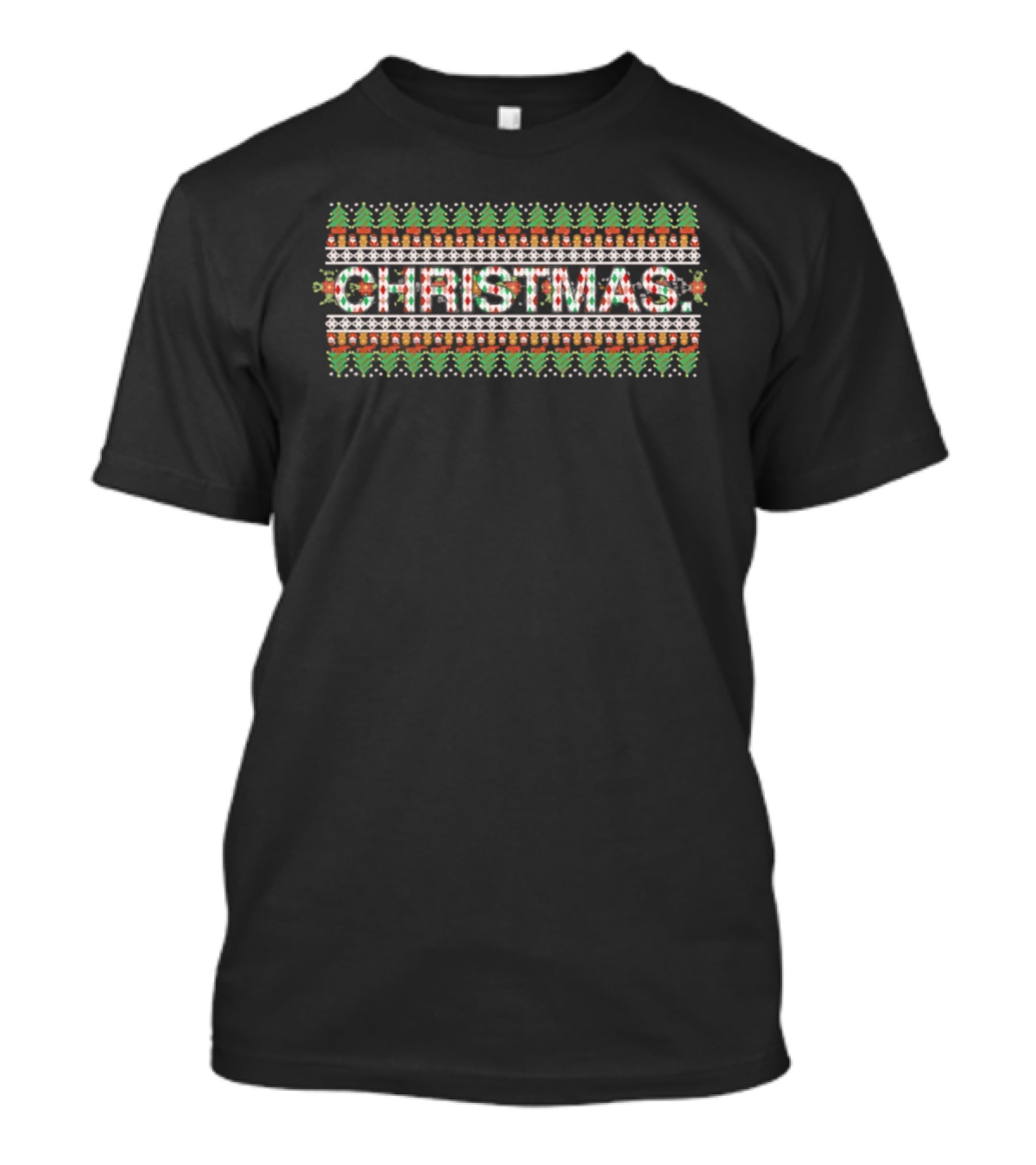 Merry Christmas Lights Ugly Sweater Tree Santa Hat Design T-Shirt