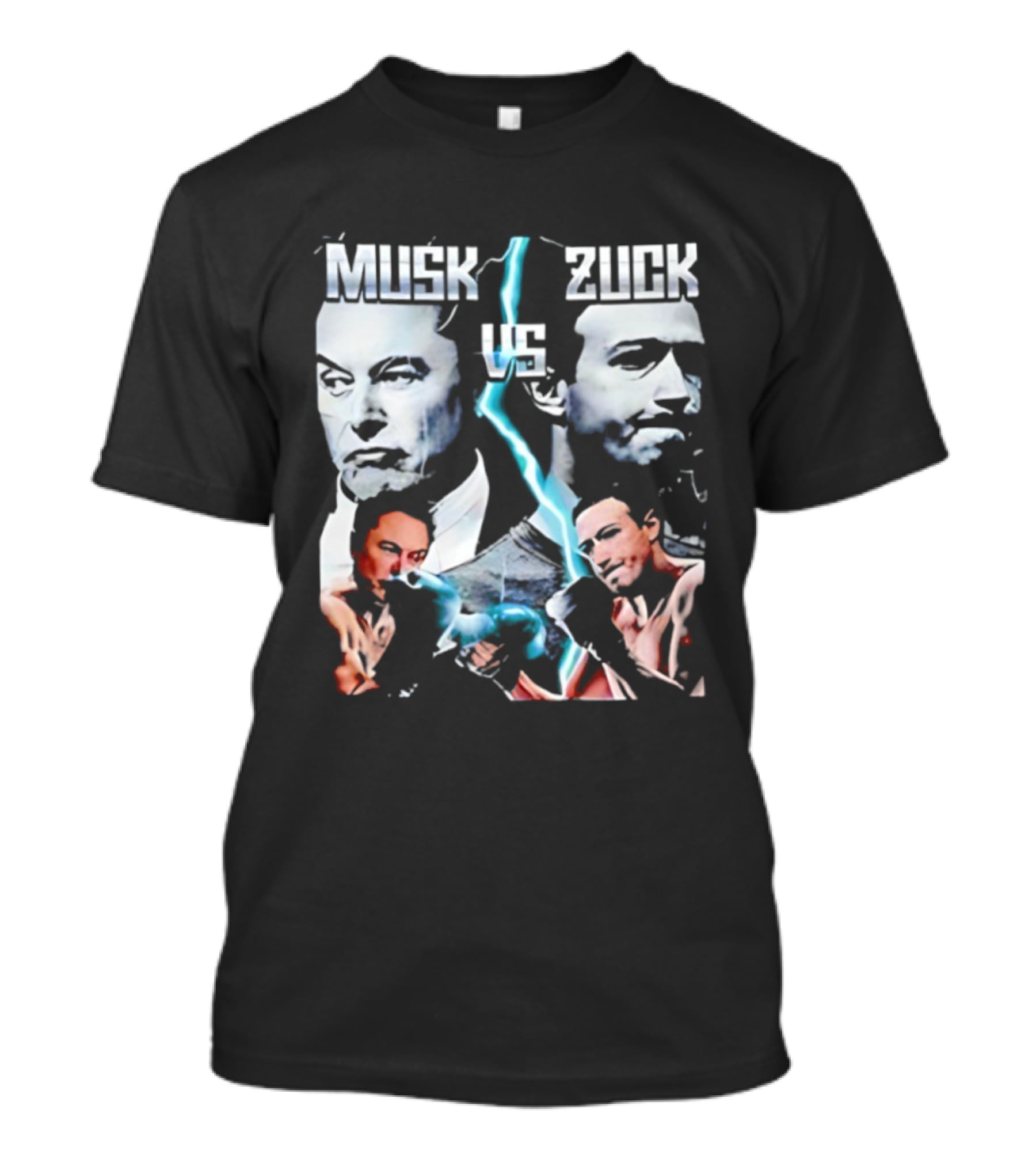 Musk Zuck Dual Lighting Face-Off T-Shirt
