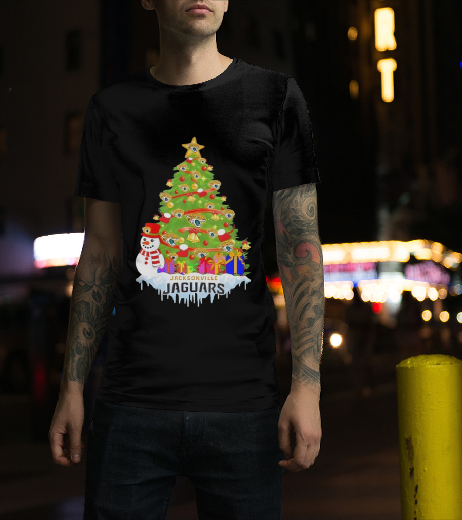 Jacksonville Jaguars Christmas Tree Holiday Football Celebration T-Shirt