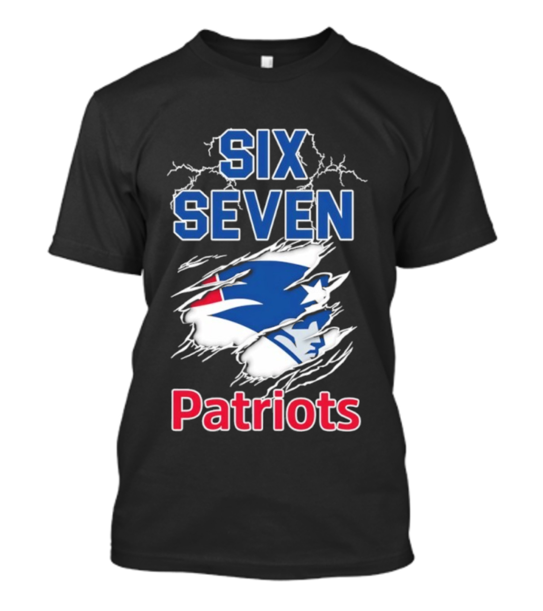 Six Seven Patriots Lightning Bold Style NFL Fan Gear T-Shirt