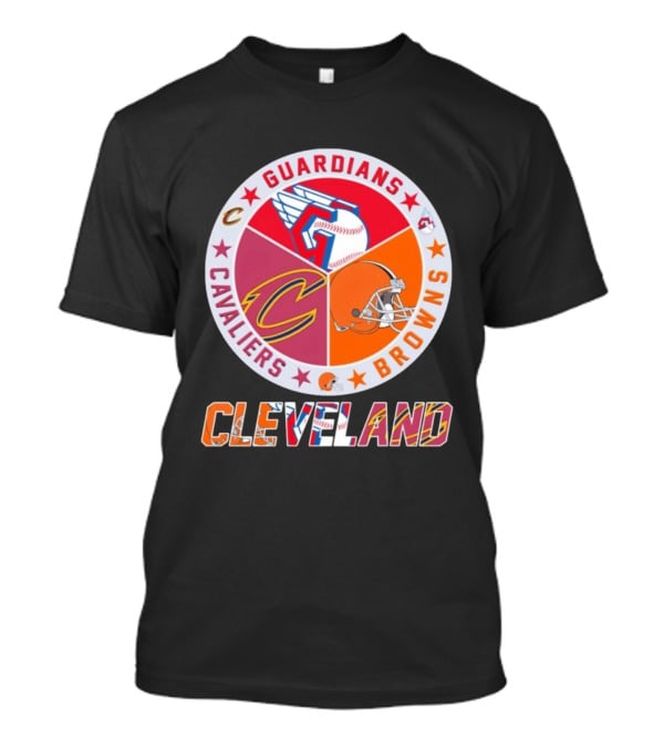 Cleveland Guardians Cavaliers Browns Sports Logos Circle T-Shirt
