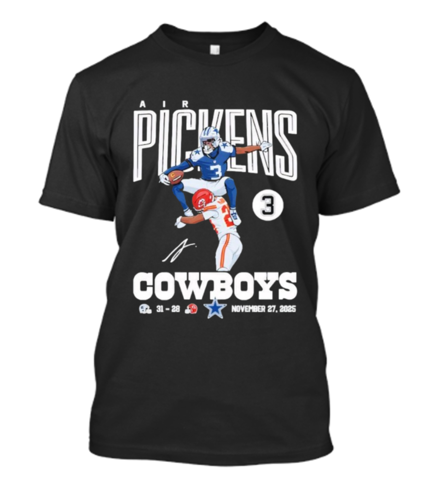 Pickens Cowboys KC Chiefs Catch November 27th 2025 Signature T-Shirt