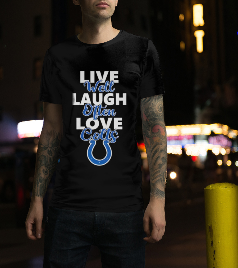 Indianapolis Colts Live Well Laugh Often Love Blue Horseshoe T-Shirt