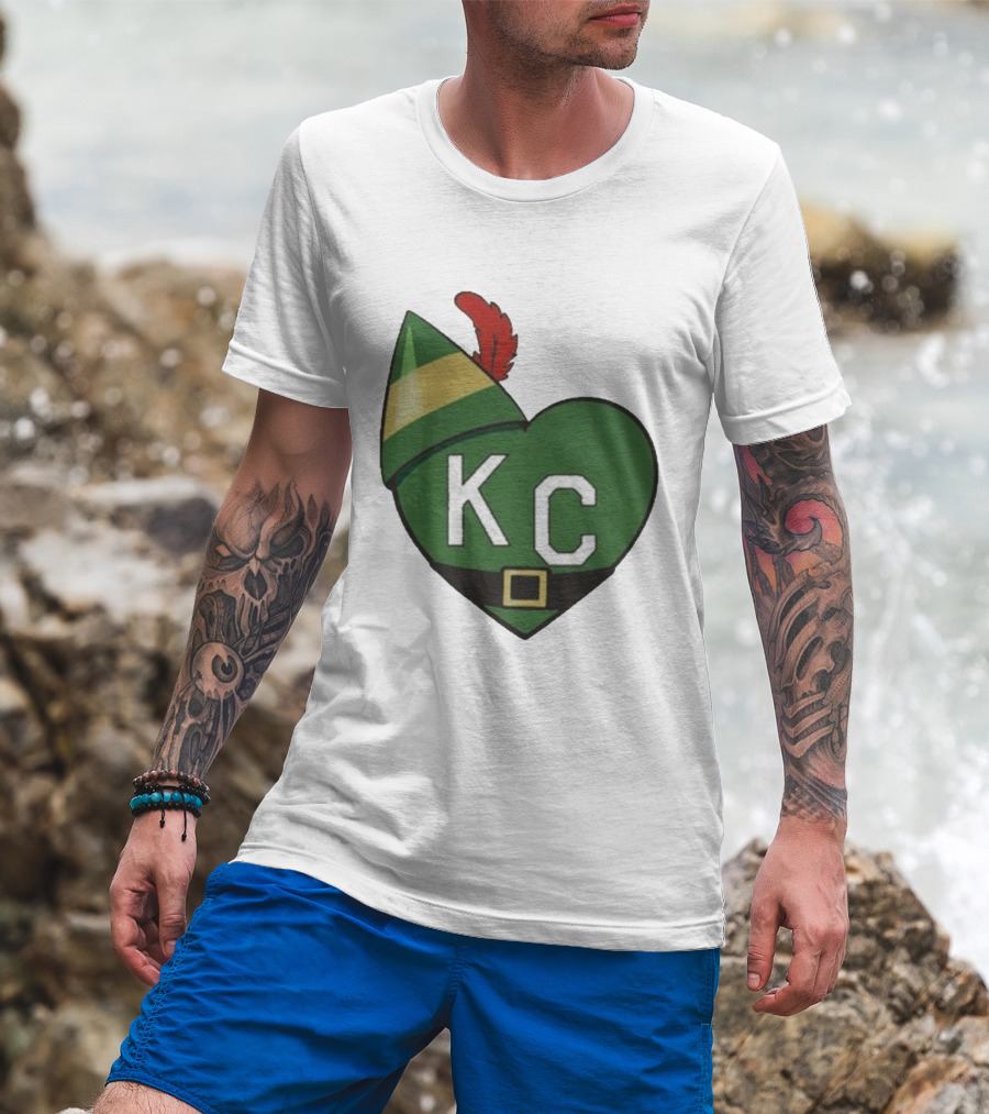 Cheerful KC Elf Heart Christmas Hat T-Shirt