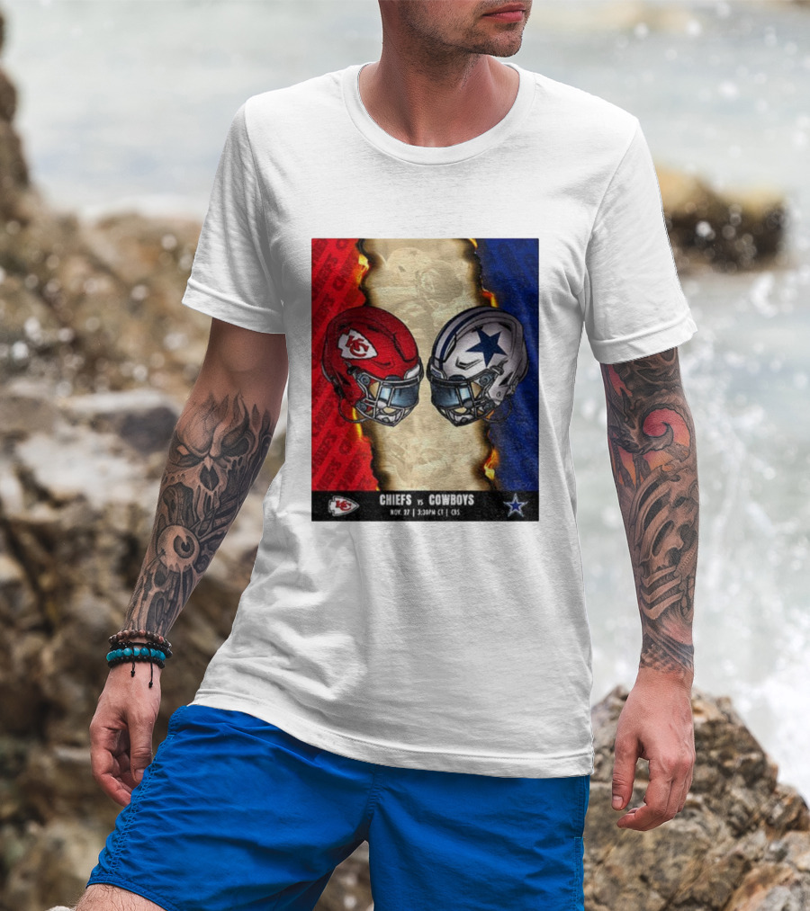 Chiefs Vs Cowboys November 27 3:30PM CT CBS Kansas City Dallas NFL Matchup T-Shirt