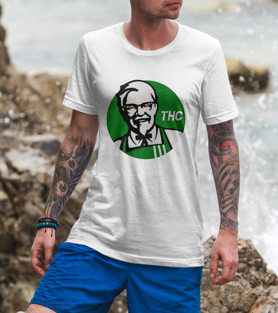 THC Colonel Sanders Green Apron Red Eyes T-Shirt