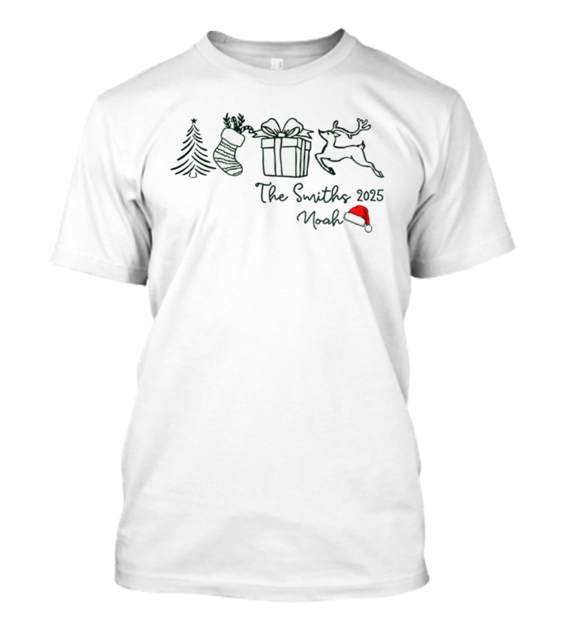 The Smiths 2025 Noah Christmas Tree Stocking Gift Reindeer Santa Hat T-Shirt