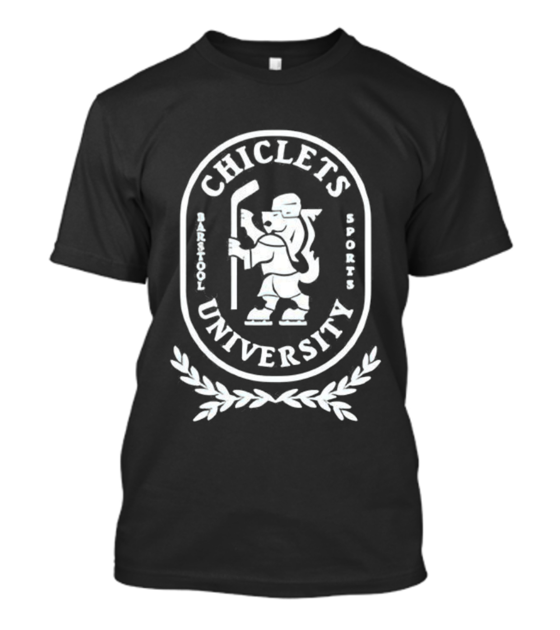 Barstool Sports Spittin Chiclets University Crest Hockey Stick Lion Symbol T-Shirt