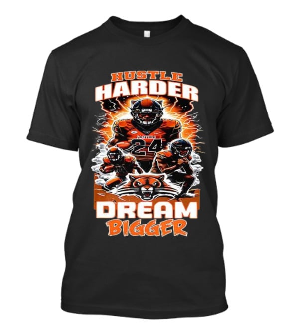 Hustle Harder Dream Bigger Panther Warriors Football Lightning Theme T-Shirt