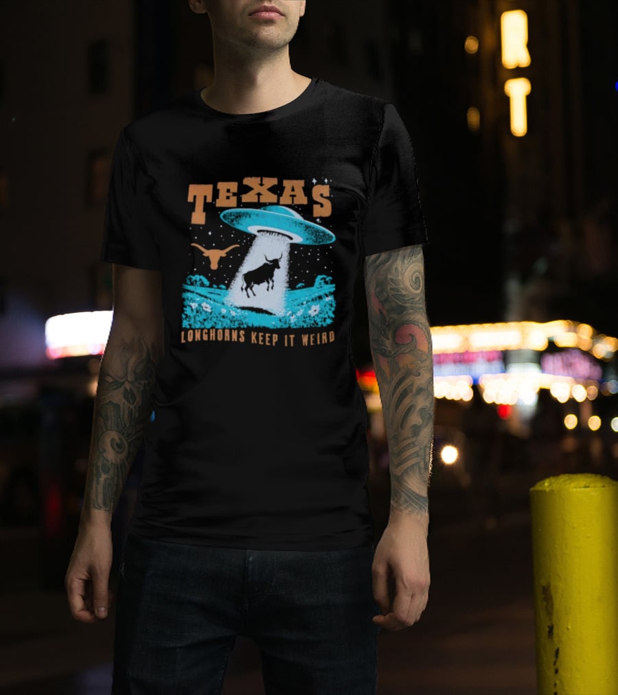 Texas Longhorns Keep It Weird UFO And Cactus Scene T-Shirt