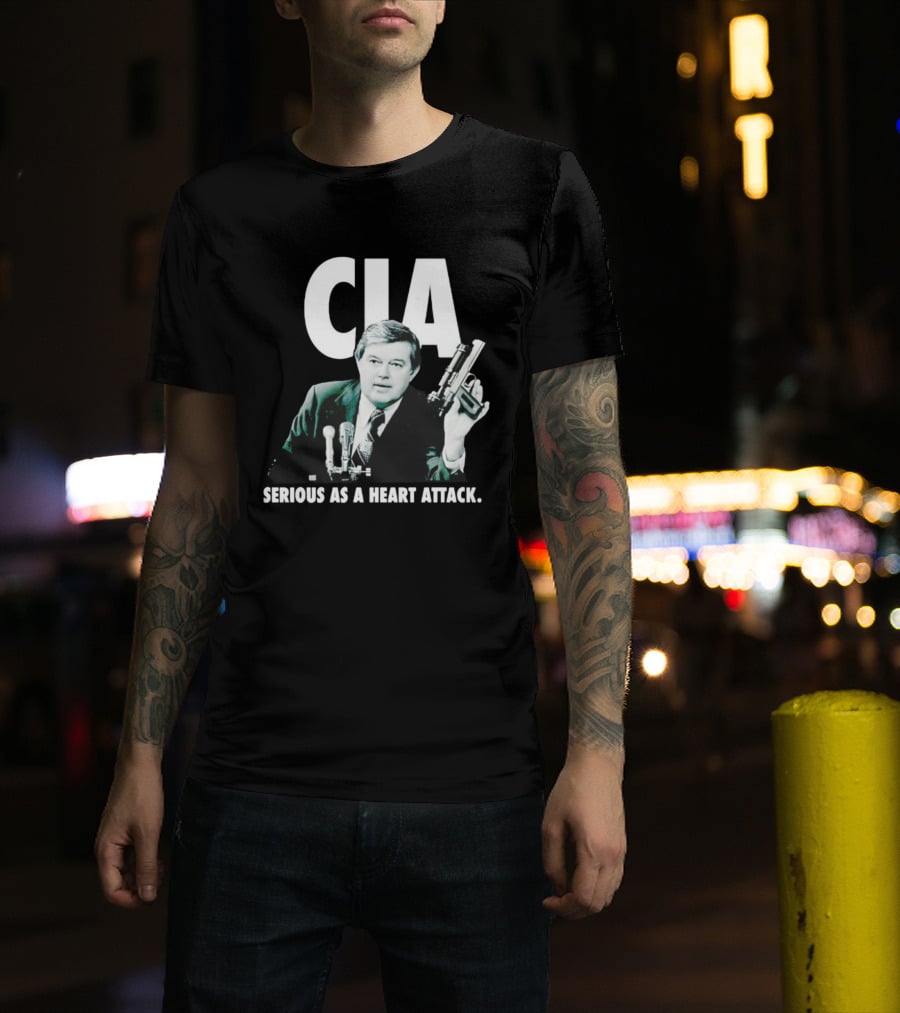 CIA Serious As A Heart Attack Gun Microphone T-Shirt