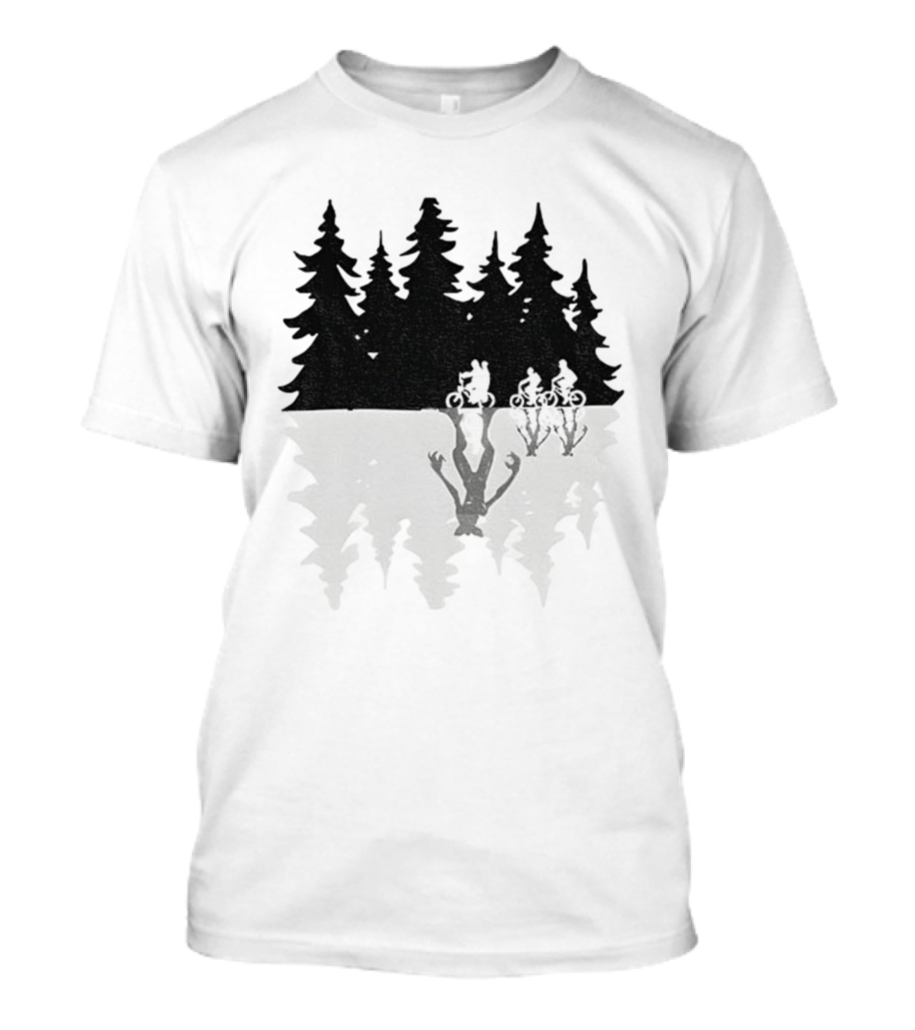 Stranger Things Upside Down Forest Biking Vintage Christmas Tree T-Shirt