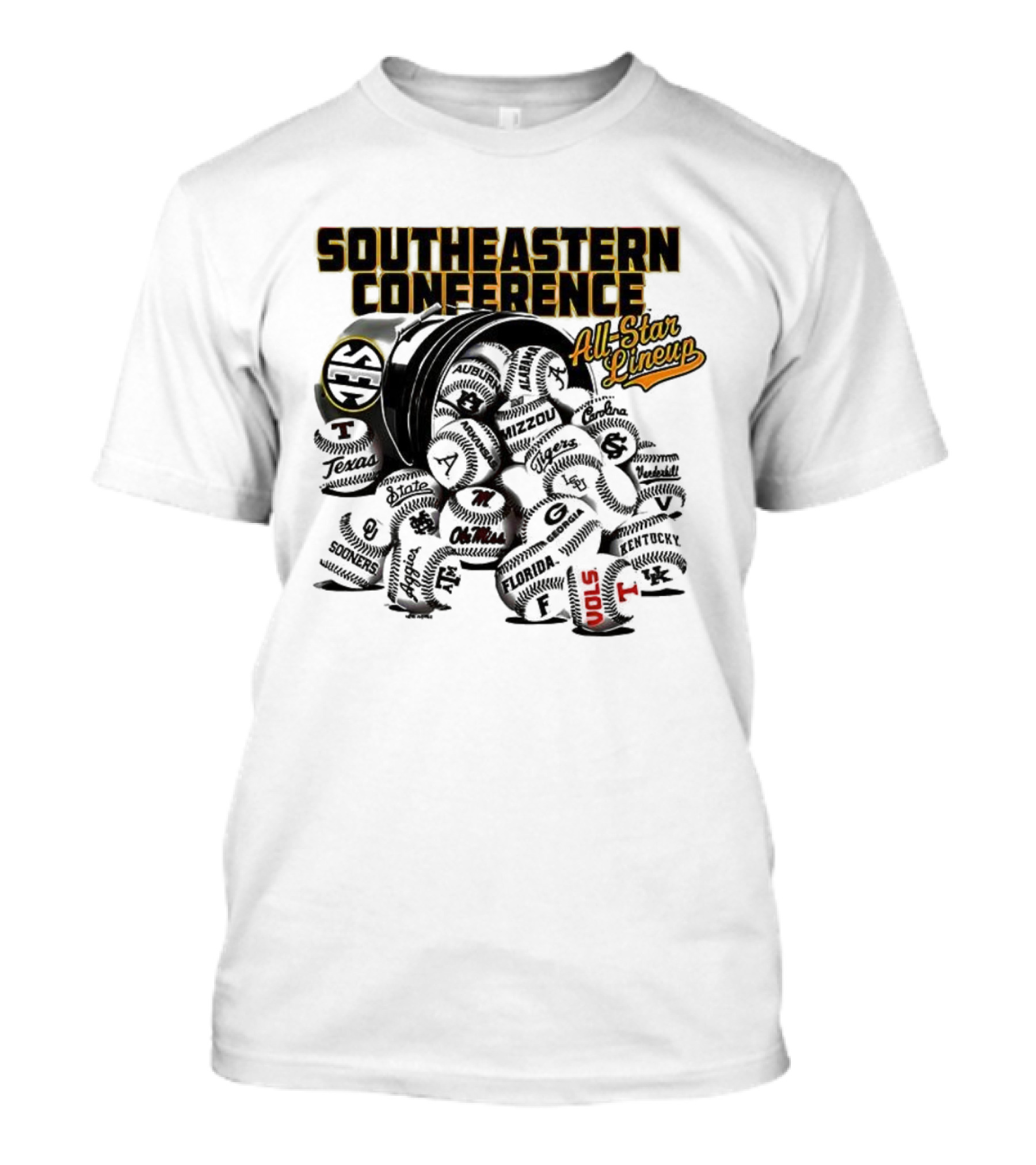 Southeastern Conference All Star Baseball Lineup Teams T-Shirt