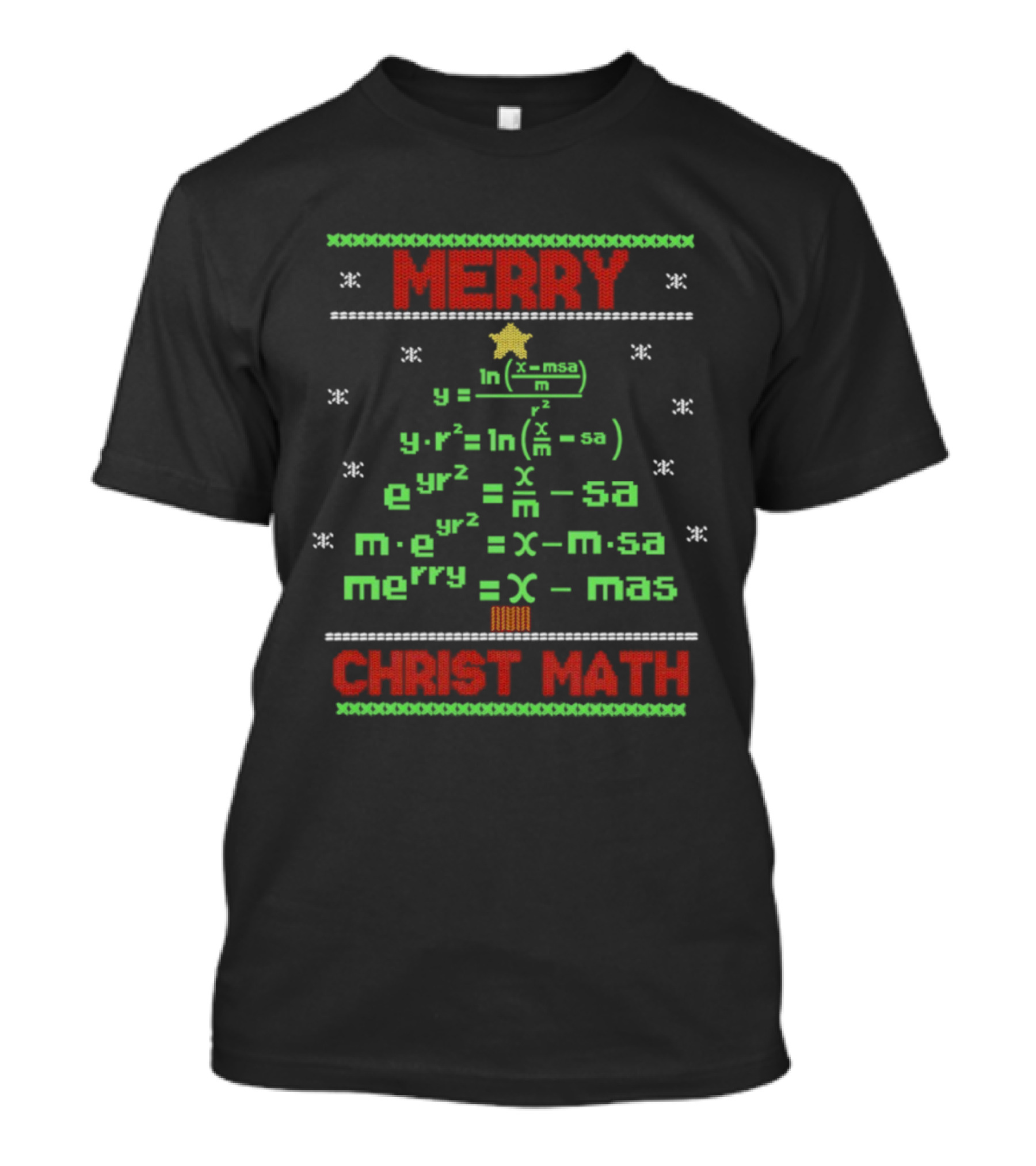 Merry Math Equations Christmas Tree Christ Math T-Shirt