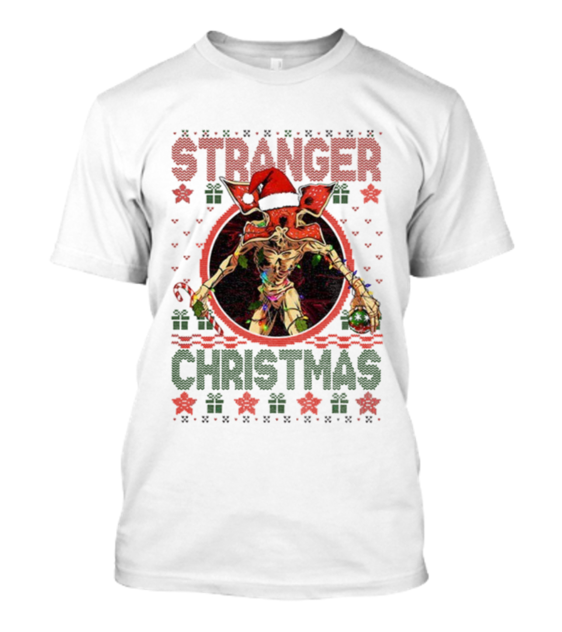 Stranger Christmas Demogorgon Santa Hat T-Shirt