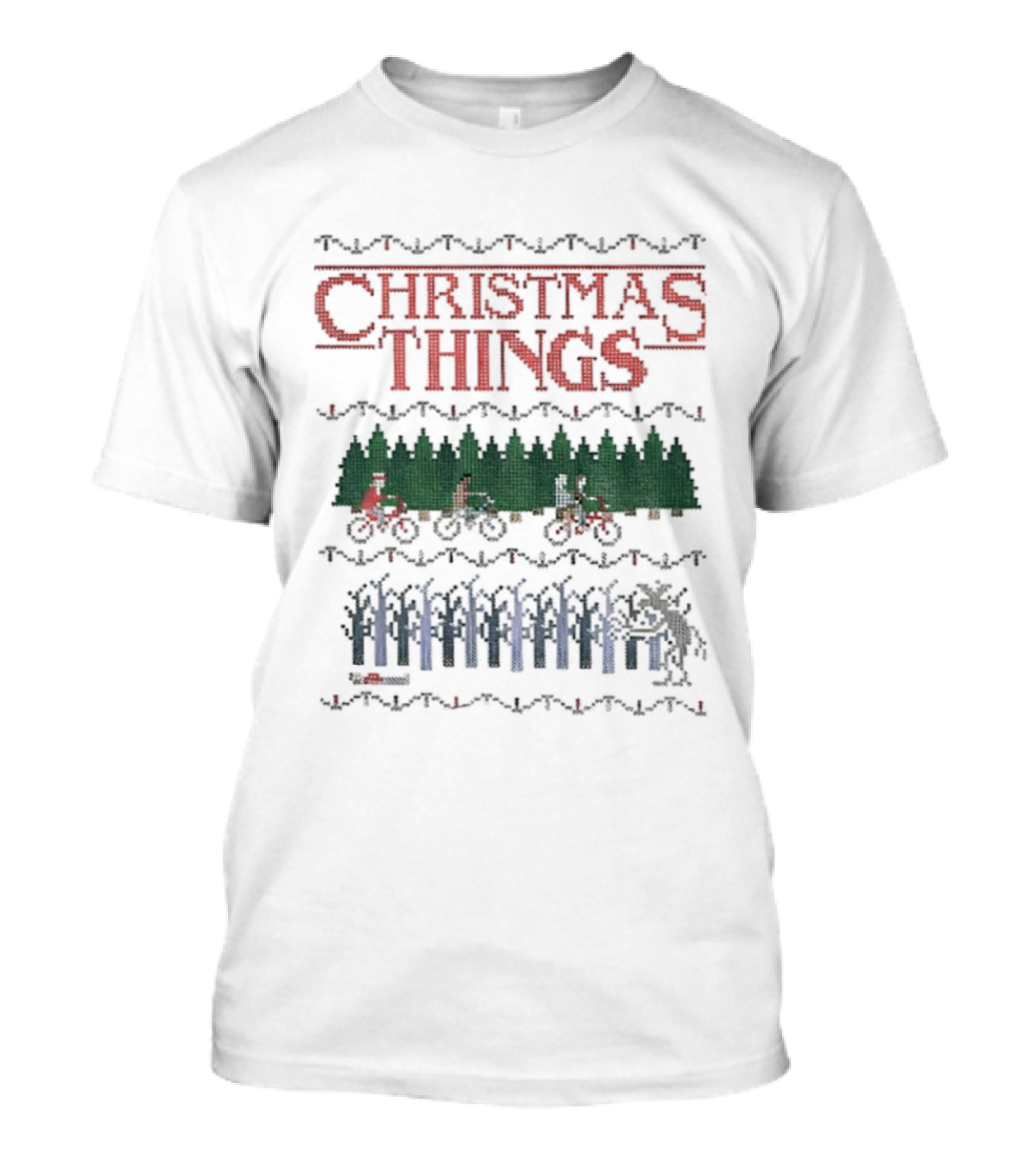 Christmas Things Stranger Upside Down Bicycle Merry Xmas T-Shirt