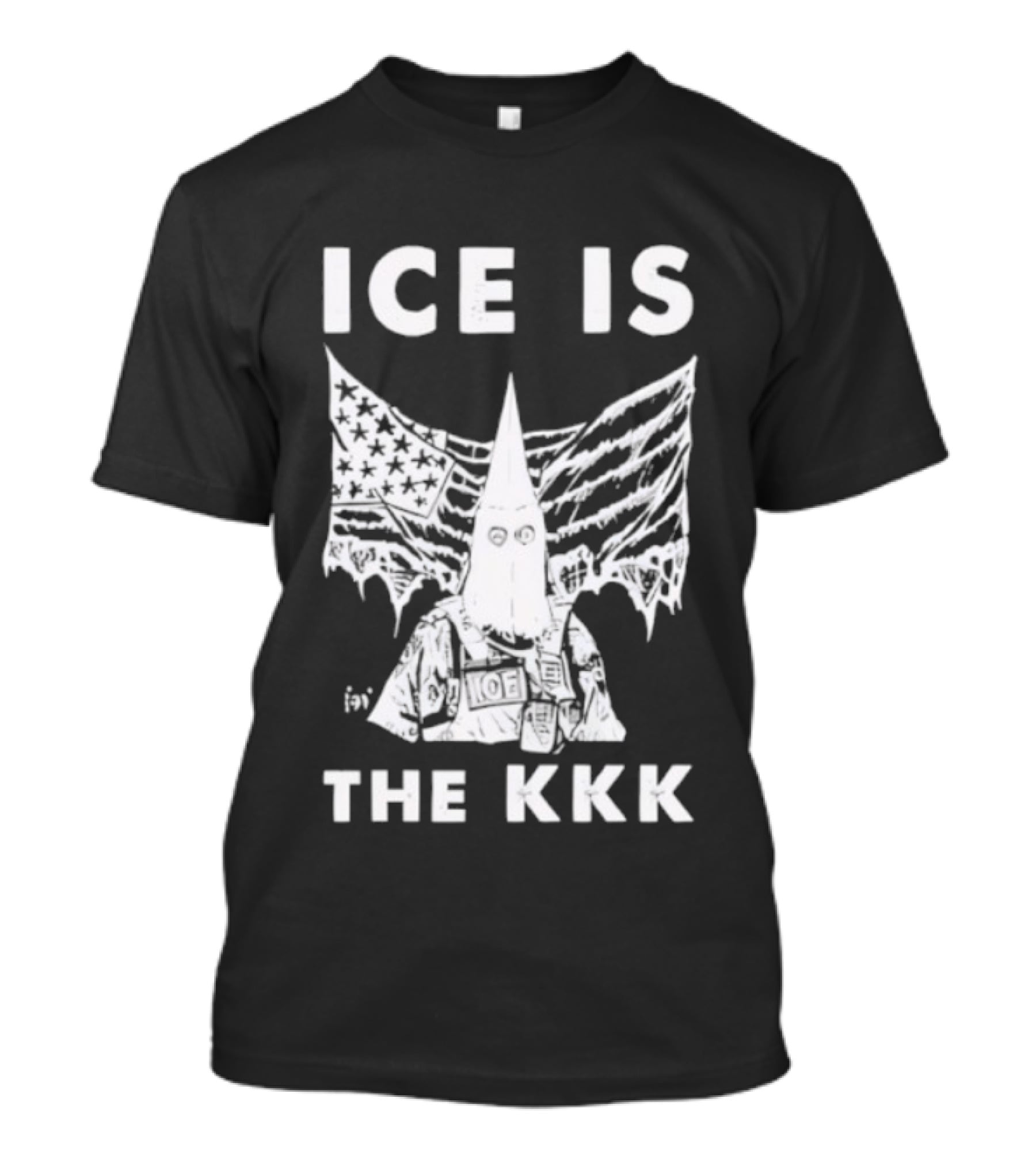 ICE Is The KKK American Flag And Hooded Figure T-Shirt