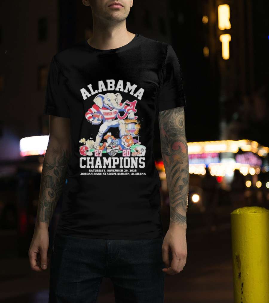 Alabama Crimson Tide Iron Bowl 2025 Champions Vs LSU Tigers 27-20 November 29 Jordan-Hare Stadium T-Shirt