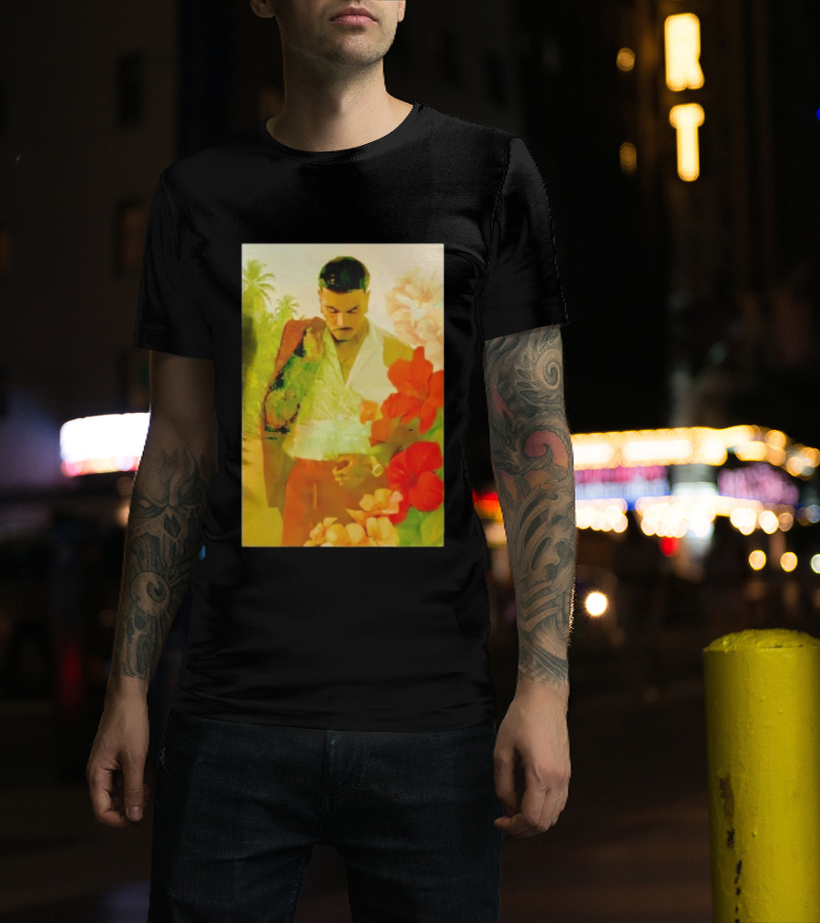 Rauw Alejandro Tropical Floral Portrait With Suit And Flowers T-Shirt