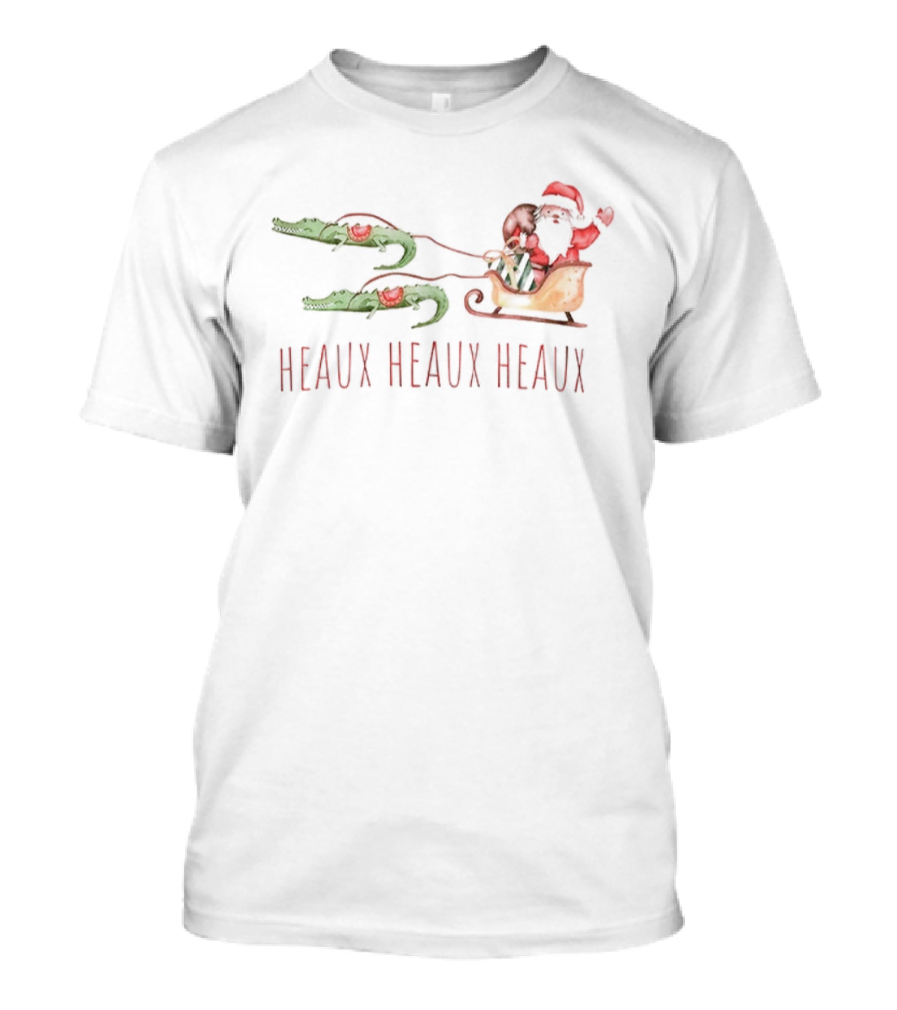 Heaux Heaux Heaux Funny Cajun Santa Louisiana Alligator Christmas T-Shirt