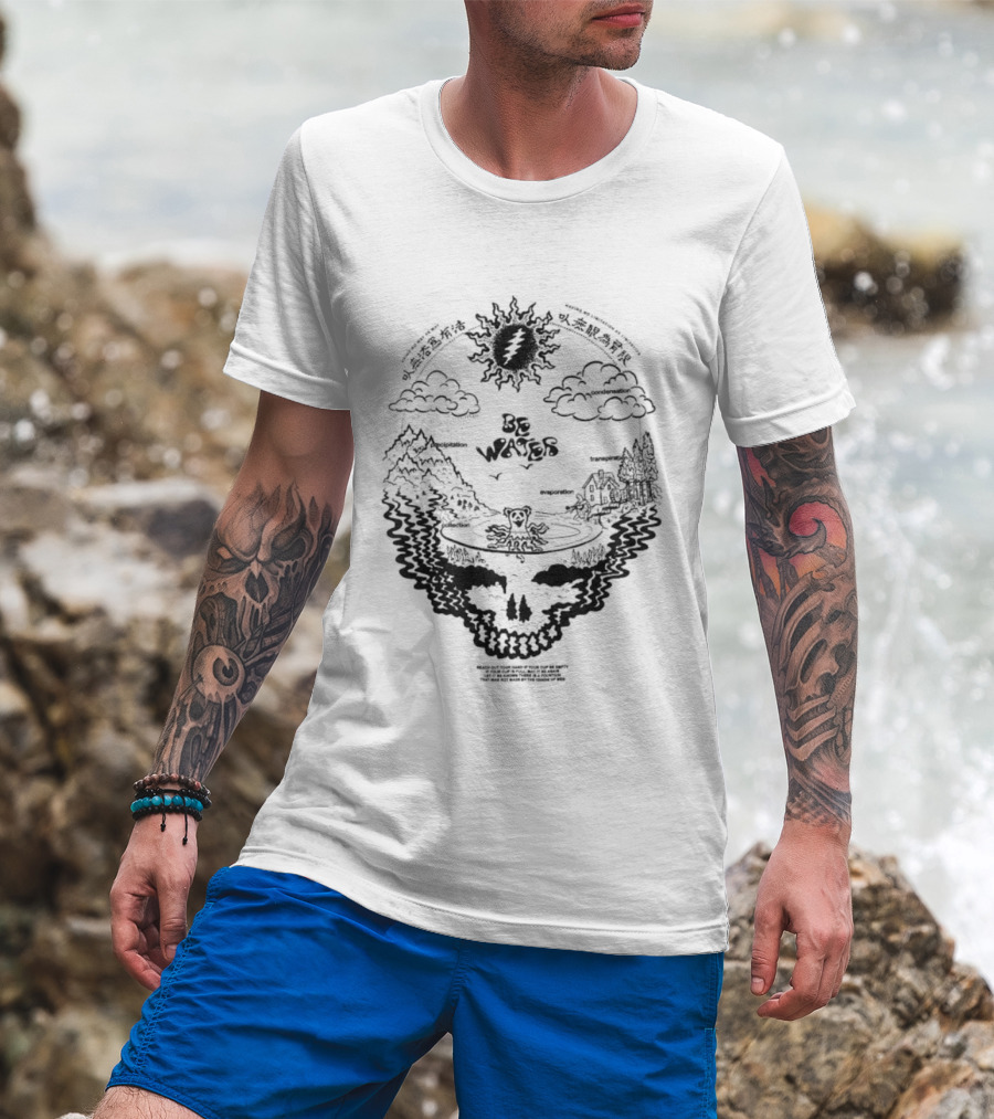 Grateful Dead Be Water Sunshine Steal Your Face Blossoms Skull Mountains Clouds T-Shirt