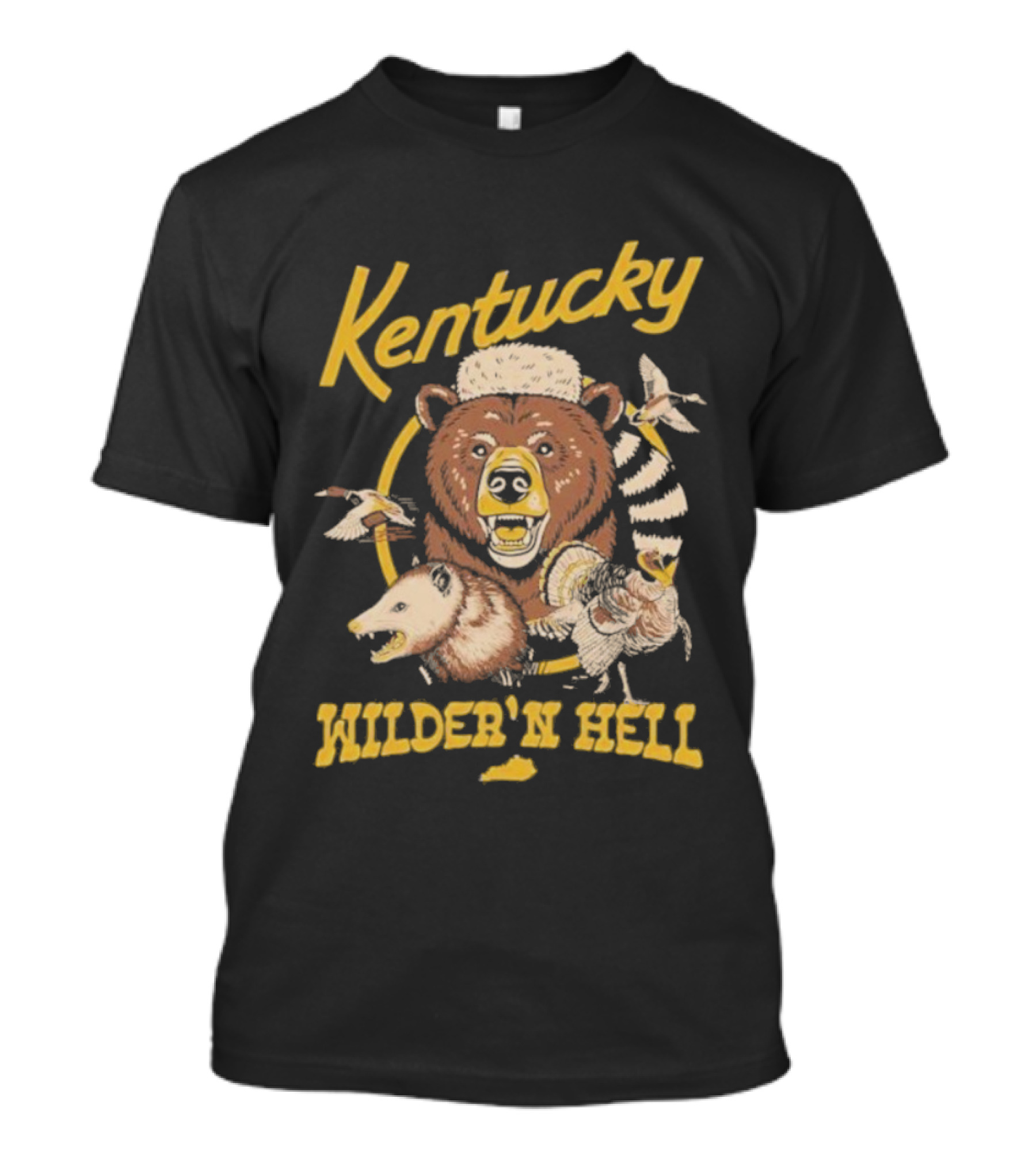 Kentucky Wilder’n Hell Bear With Hat And Feather Burst T-Shirt