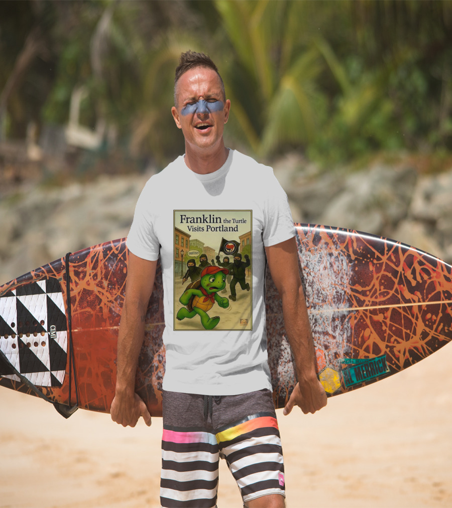 Franklin The Turtle Visits Portland Antifa Protest Scene T-Shirt