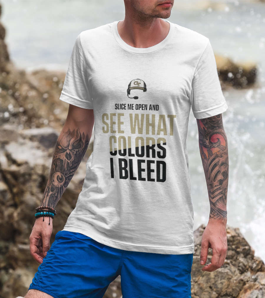 Georgia Tech Yellow Jackets Slice Me Open And See What Colors I Bleed T-Shirt