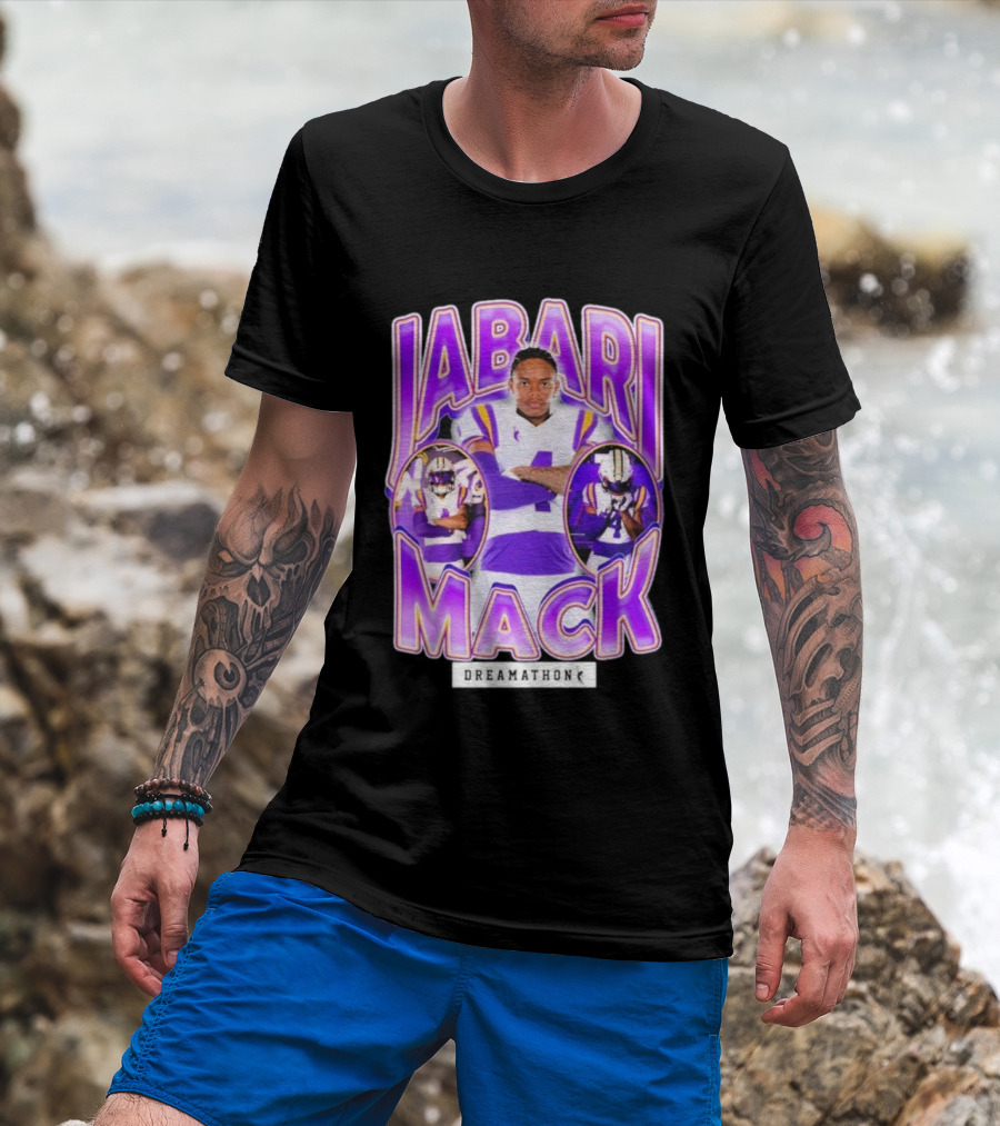 Jabari Mack Purple And White Dreamathon Football LSU Tigers T-Shirt