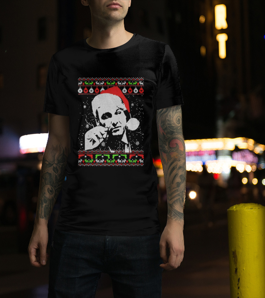 Tony Soprano Santa Hat Merry Christmas 2025 Vintage Ugly Sweater Style T-Shirt