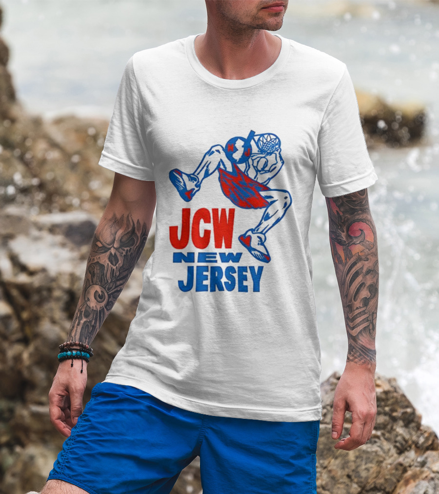 JCW New Jersey Basketball Dunking Figure Iconic Sports Style T-Shirt