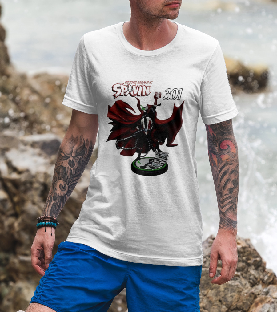 Record Breaking Spawn 301 Comic Iconic Red Cape Hero T-Shirt