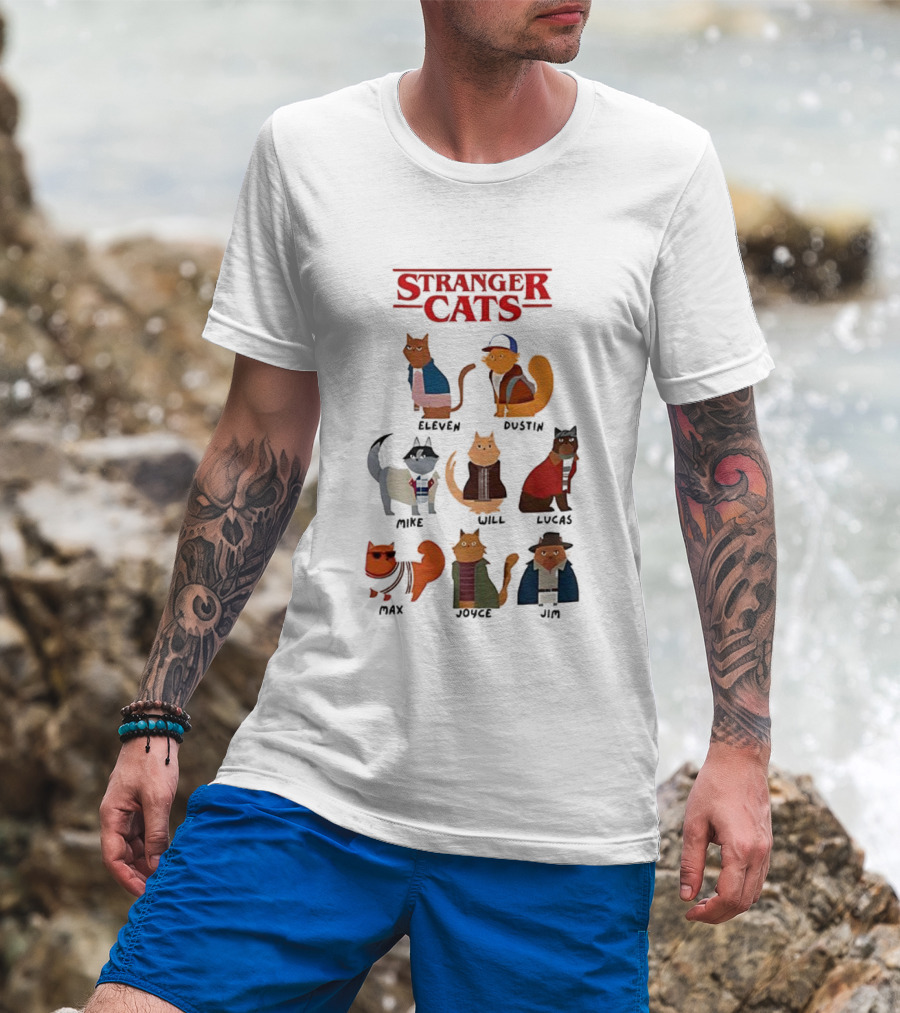 Stranger Cats Eleven Dustin Mike Will Lucas Max Joyce Jim T-Shirt