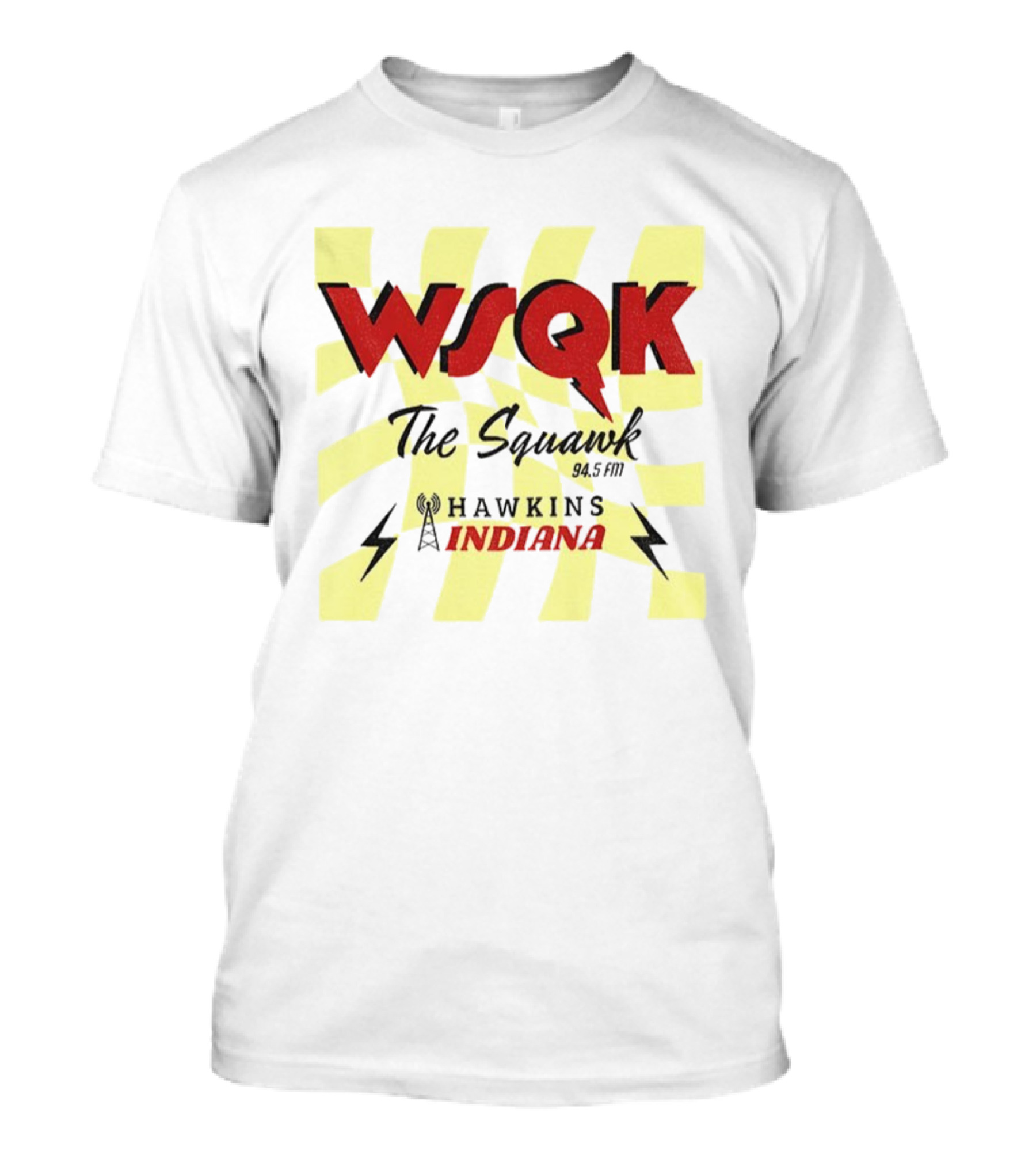 WSQK 94.5 FM The Squawk Hawkins Indiana Radio And Lightning Bolts T-Shirt