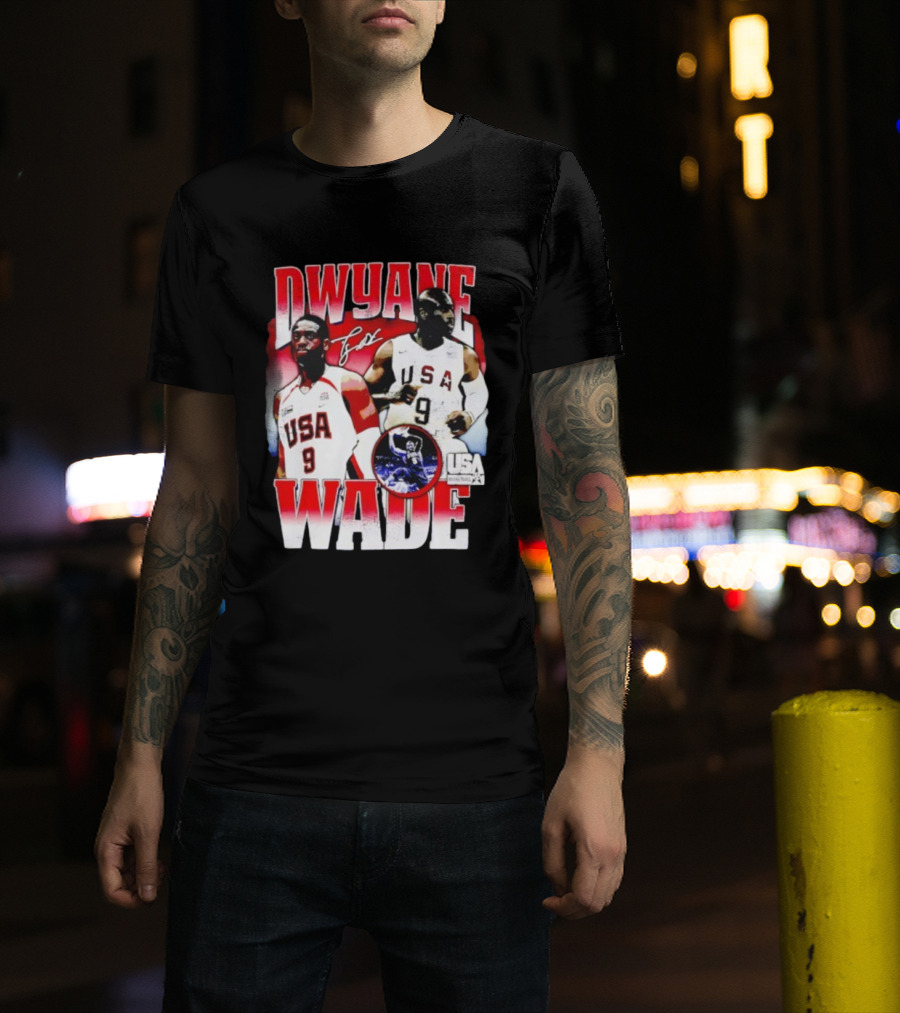 Dwyane Wade USA Basketball Signature Vintage 9 Retro Team USA T-Shirt