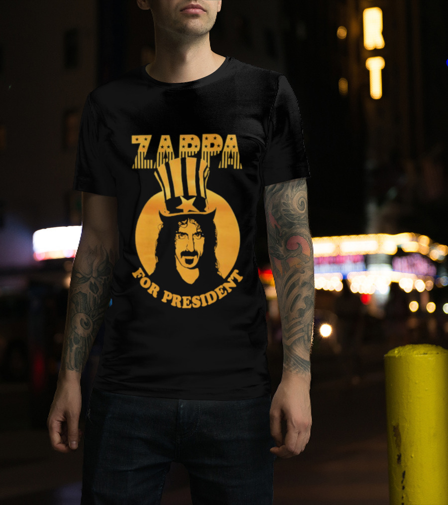 Zappa For President Iconic Yellow Portrait With Star Crown T-Shirt