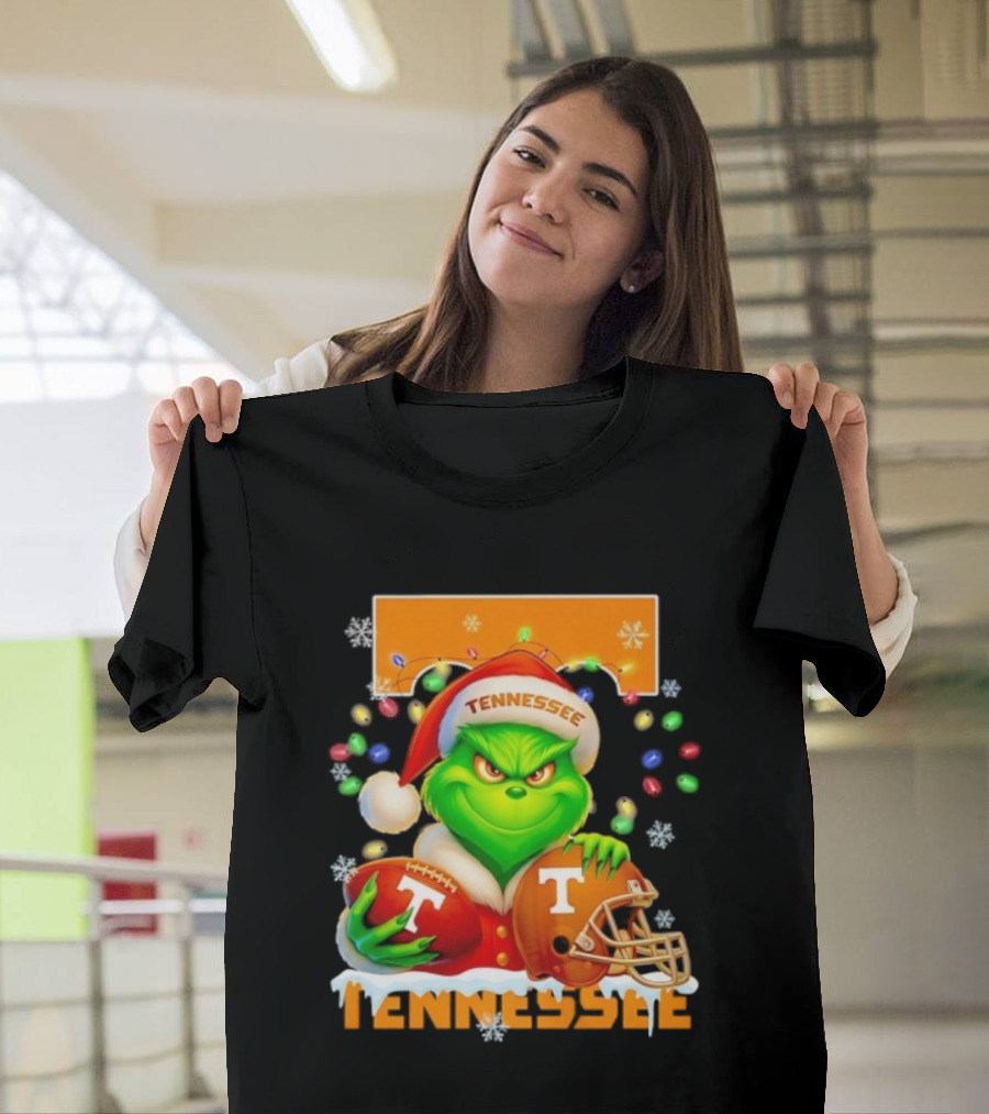 Grinch Tennessee Volunteers Helmet Football Merry Christmas T-Shirt