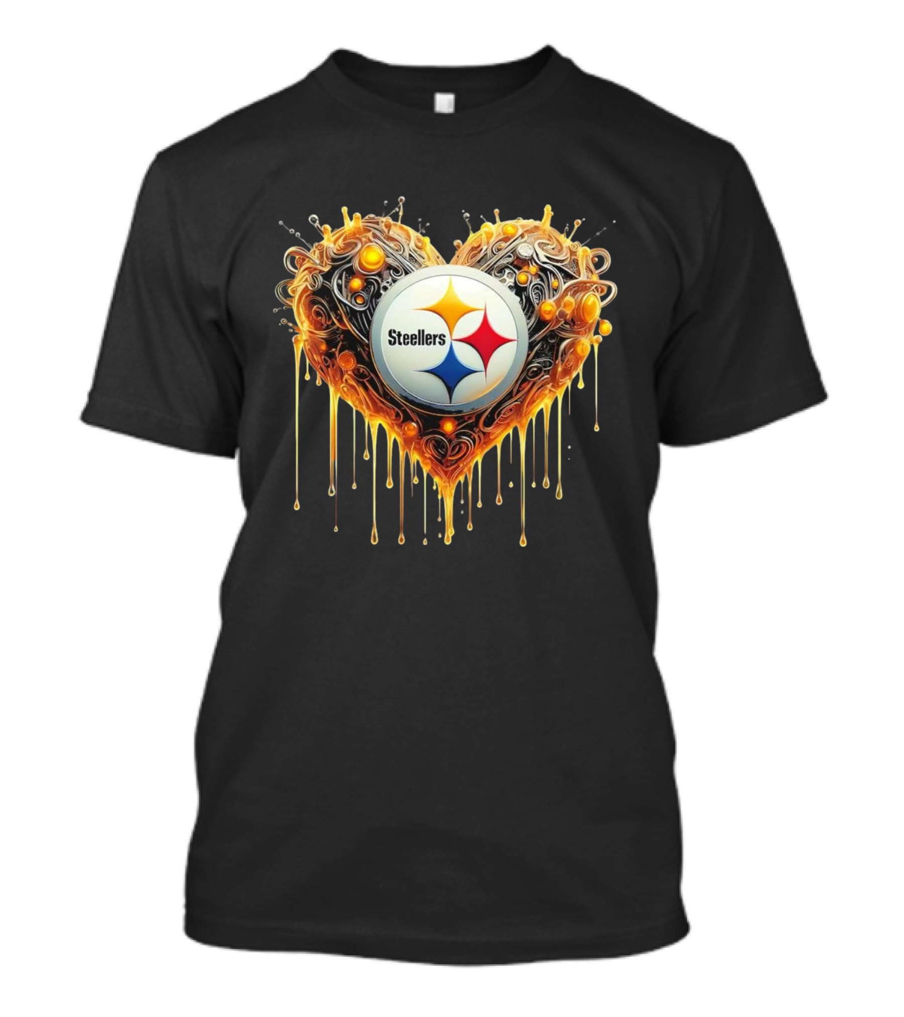 Pittsburgh Steelers NFL Heart Caramel Swirl Pattern T-Shirt