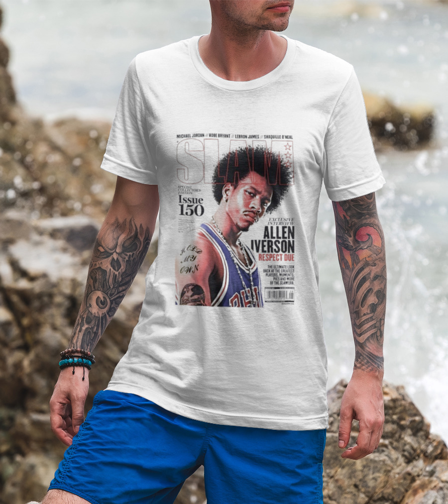 SLAM Magazine Allen Iverson Philadelphia 76ers Respect Due Issue 150 Retro Basketball Legend T-Shirt