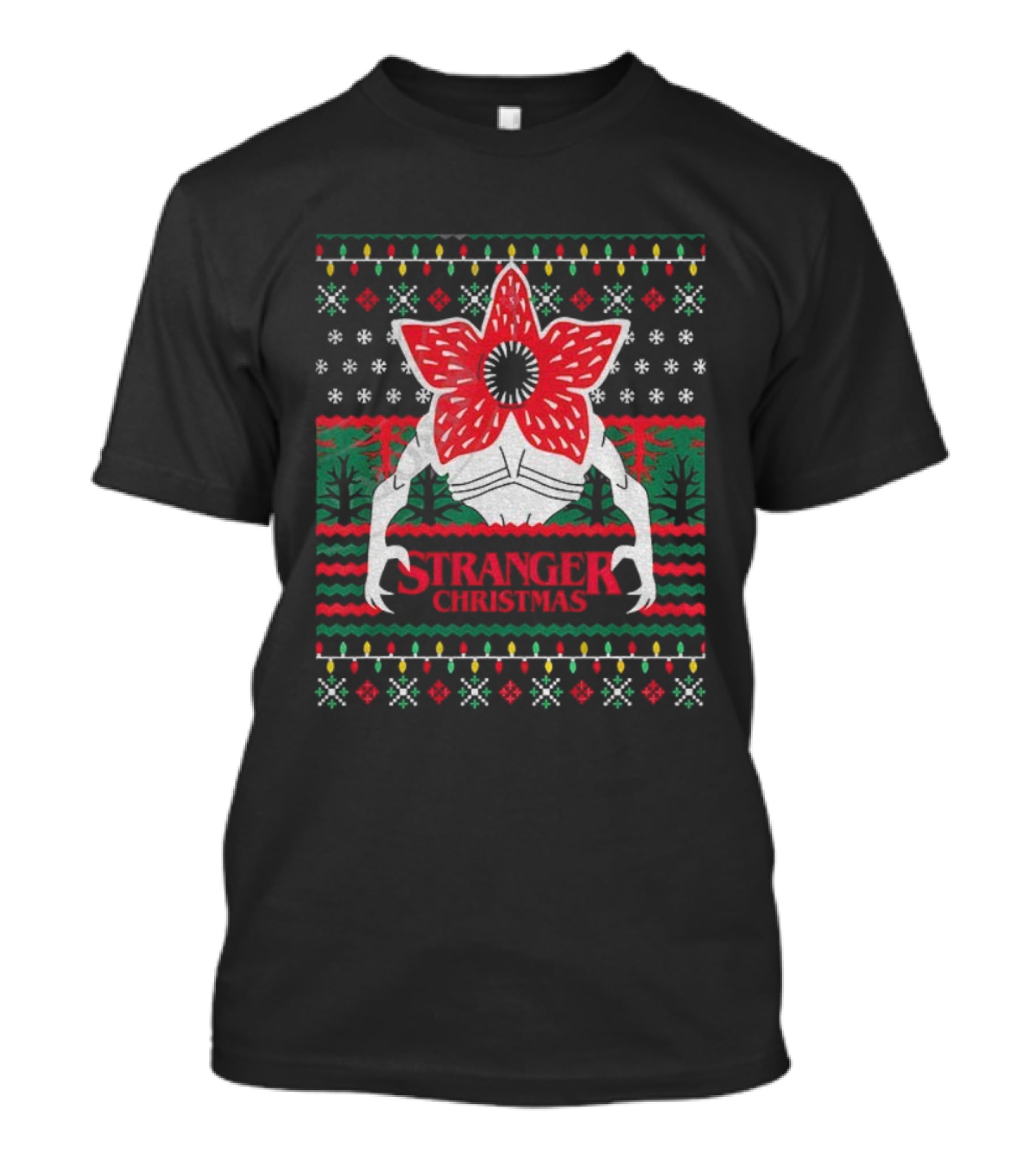 Stranger Things Demogorgon Upside Down Christmas Sweater Style T-Shirt