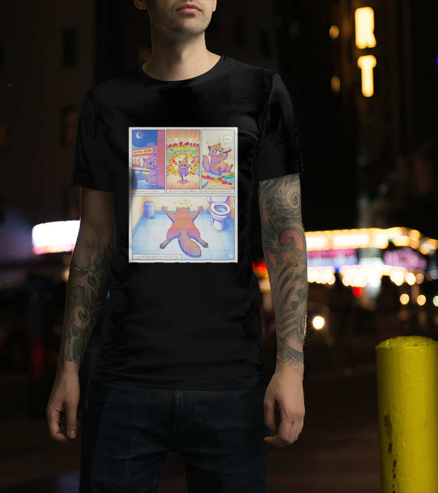 Drunk Raccoon Virginia Liquors Crash Operation Acquire Booze Sampling Merchandise T-Shirt