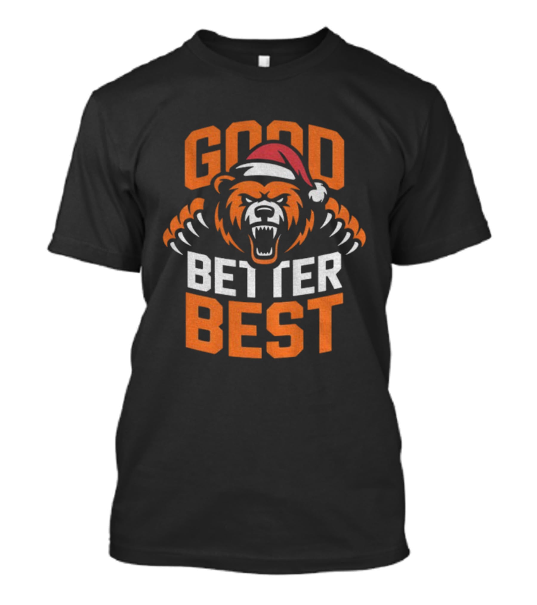 Good Better Best Chicago Bear Mascot Santa Hat Christmas Vintage T-Shirt
