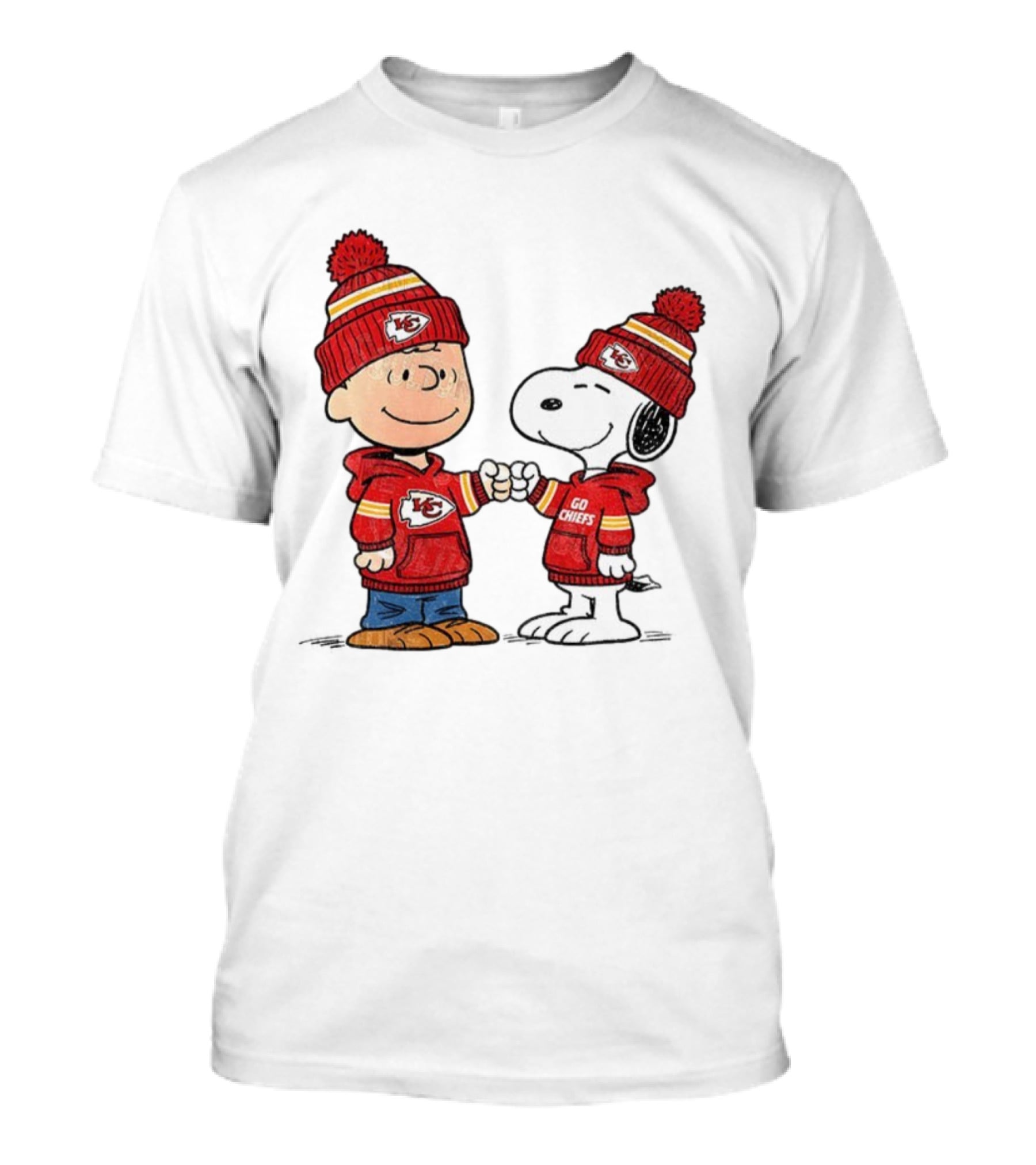 Charlie Brown Snoopy Go Chiefs Kansas City Super Bowl Fist Bump T-Shirt