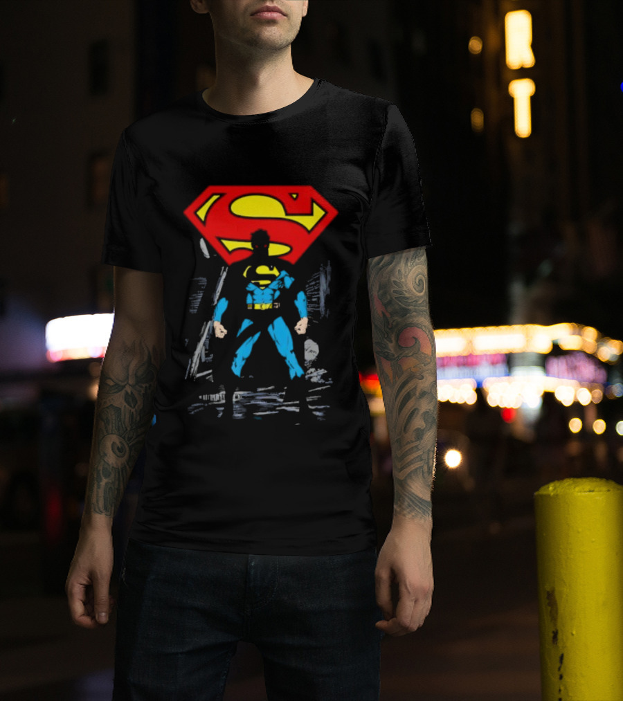 Superman Emblem Dark Alley Scene Heroic Mystery T-Shirt