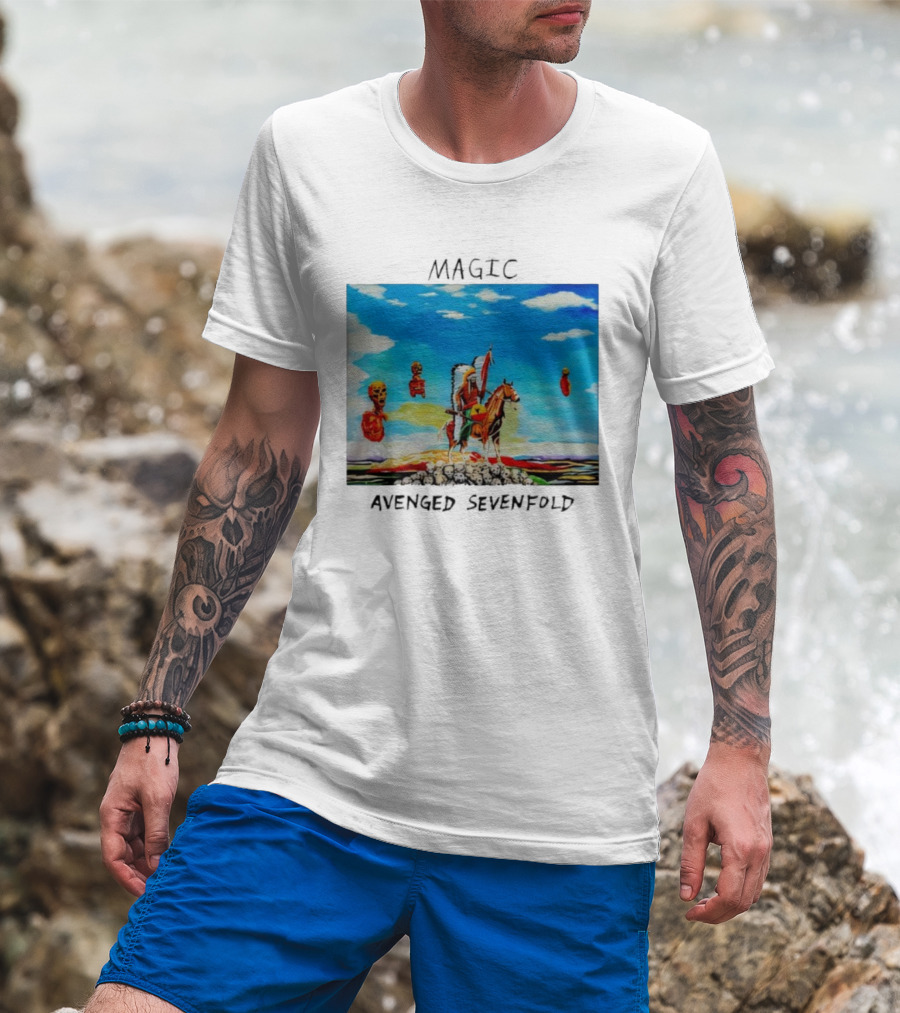 Avenged Sevenfold Magic Single Cover Warrior On Horseback With Skulls And Sky T-Shirt