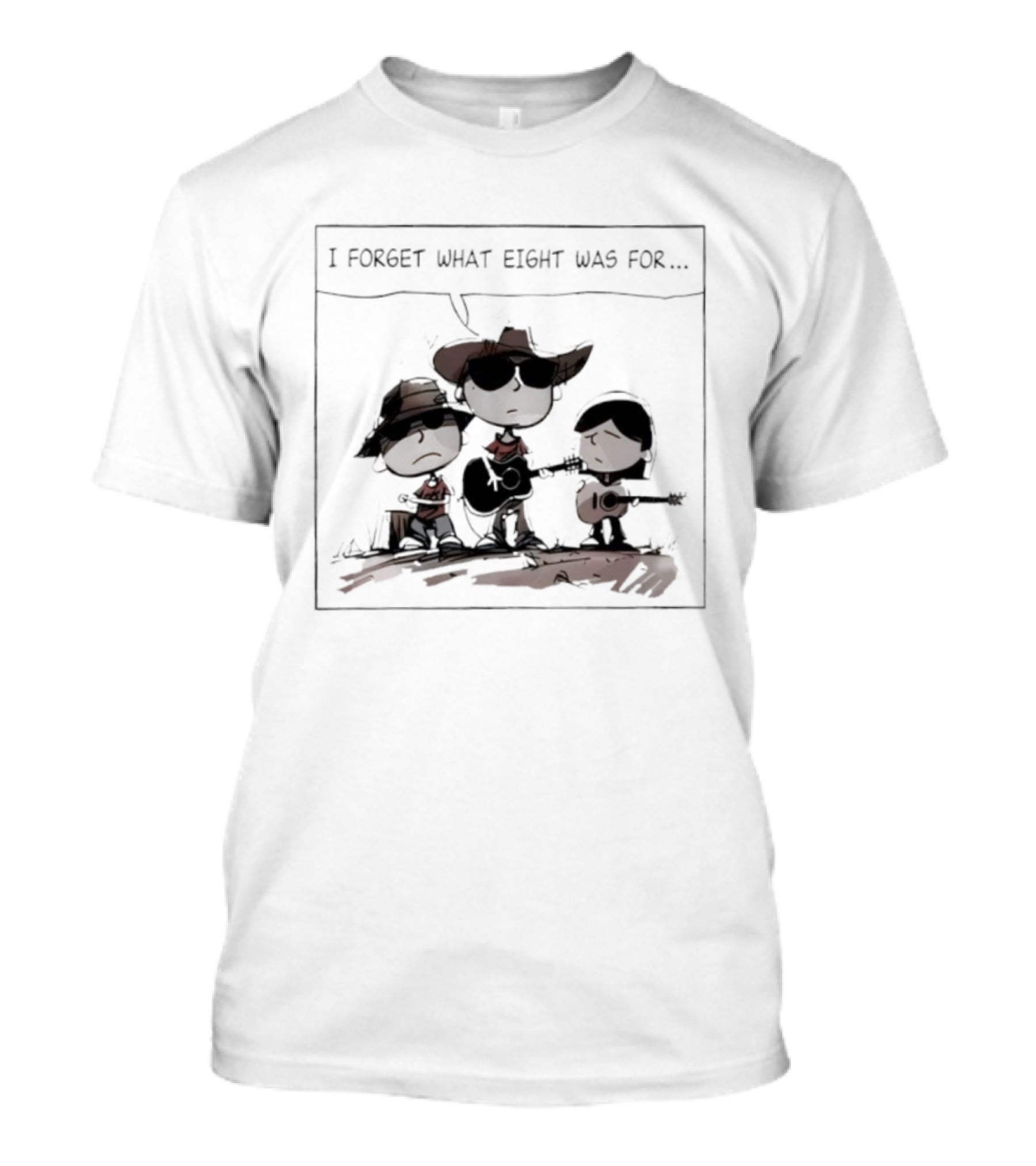 I Forget What Eight Was For Funny Cool Cowboy Band Members Playing Instruments T-Shirt