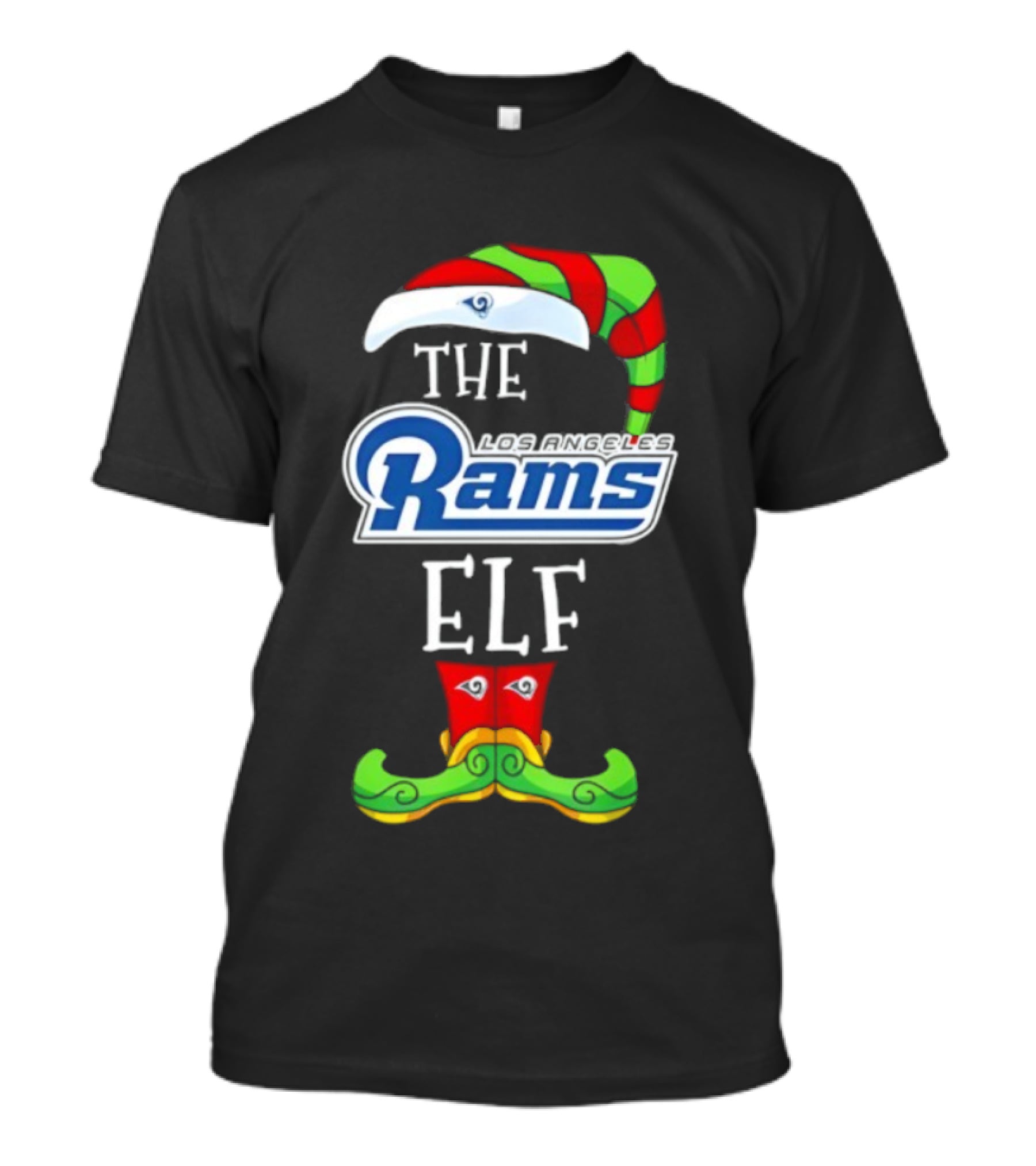 THE RAMS ELF Christmas Hat And Mustache T-Shirt