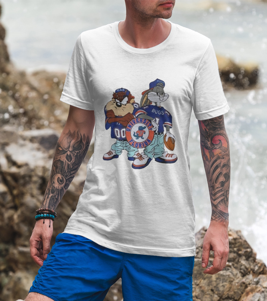Florida Gators University Bugs Bunny Taz Looney Tunes Football T-Shirt