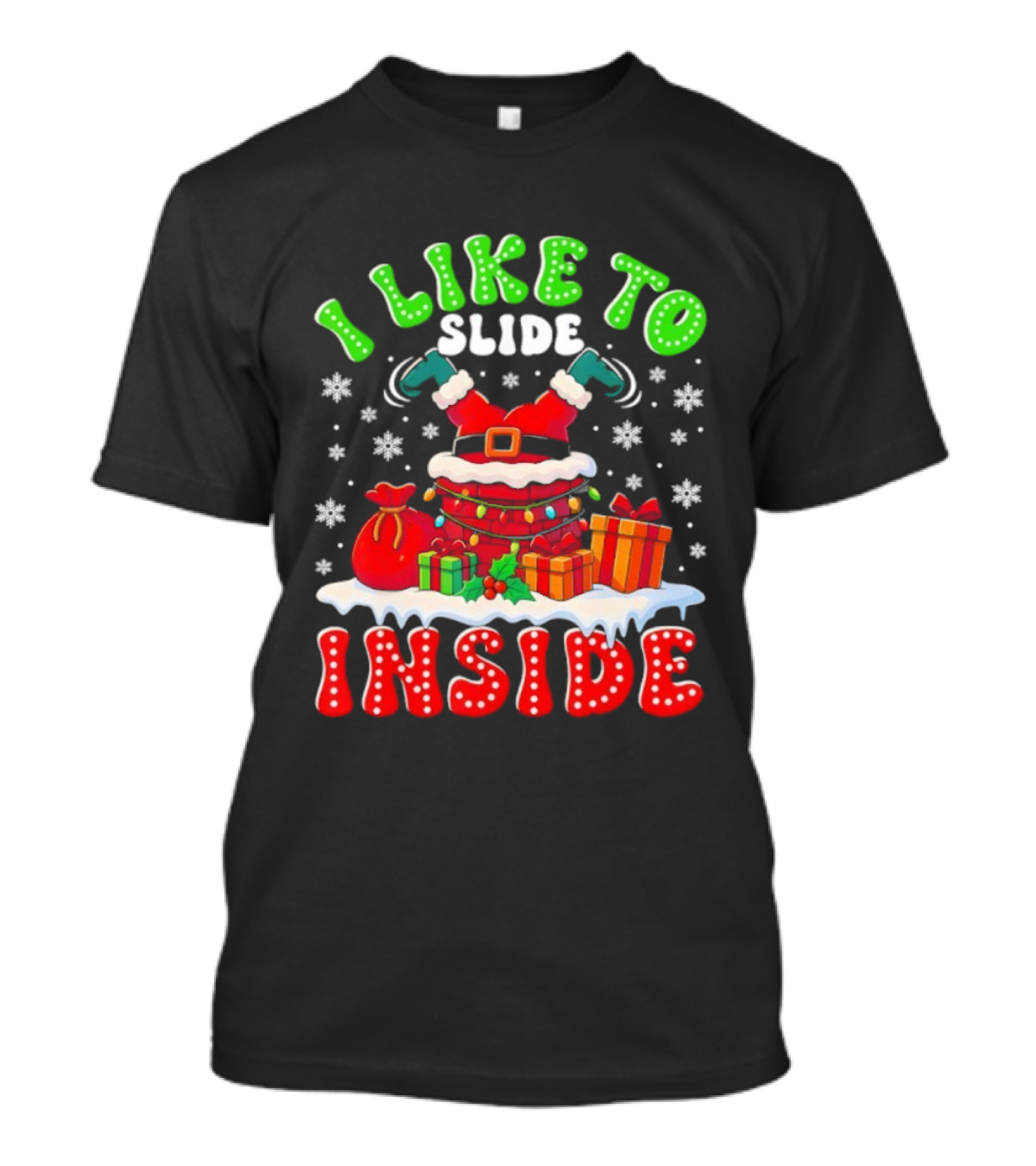 I Like To Slide Inside Funny Santa Christmas Couple Matching T-Shirt