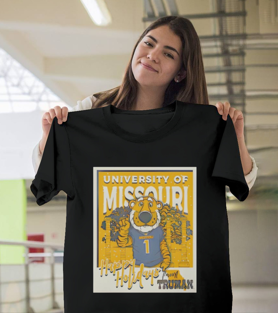 University Of Missouri Truman Happy Holidays Polaroid T-Shirt